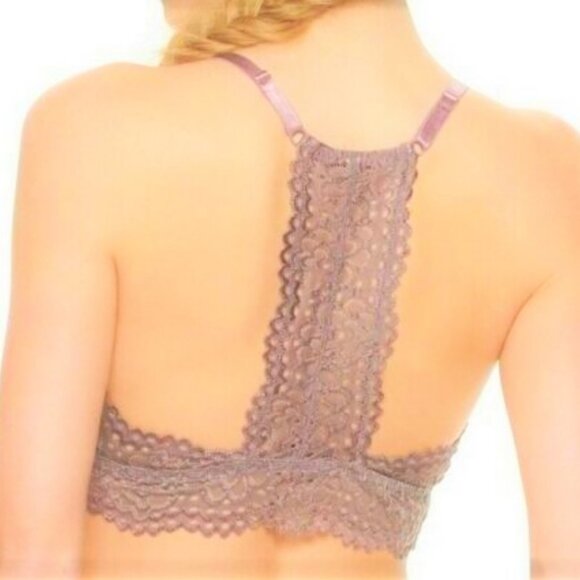 Mudd Bralette Lilac Floral Lace Racerback Lined Removable Pads Women’s Small NWT - Picture 1 of 10